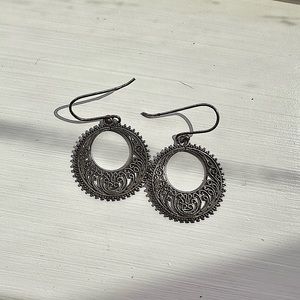 Small and Dainty Paisley Gray Earrings